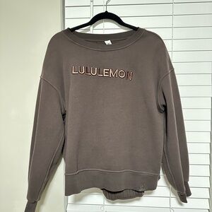 lululemon athletica Brown Crewneck Sweatshirt with Rose Gold Logo